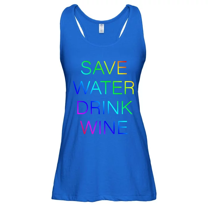 Save Water Wine Typographic Gift Ladies Essential Flowy Tank