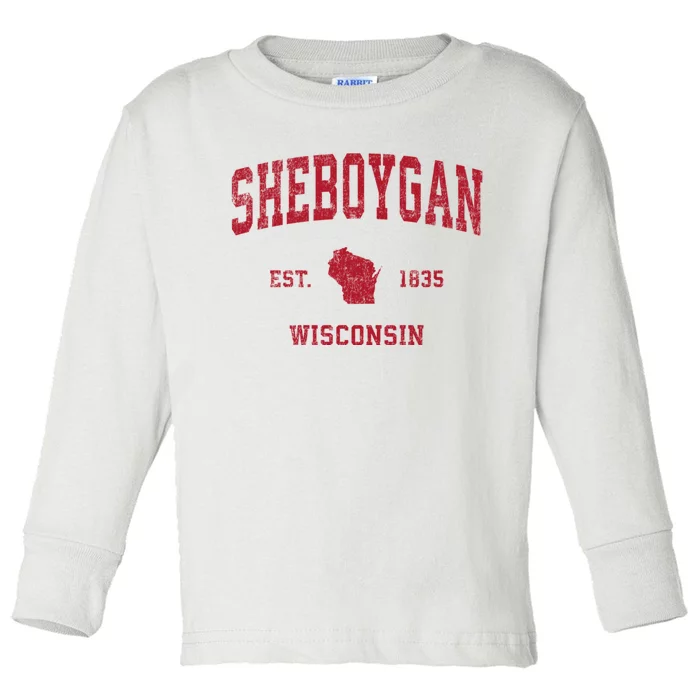 Sheboygan Wisconsin Wi Vintage Sports Toddler Long Sleeve Shirt