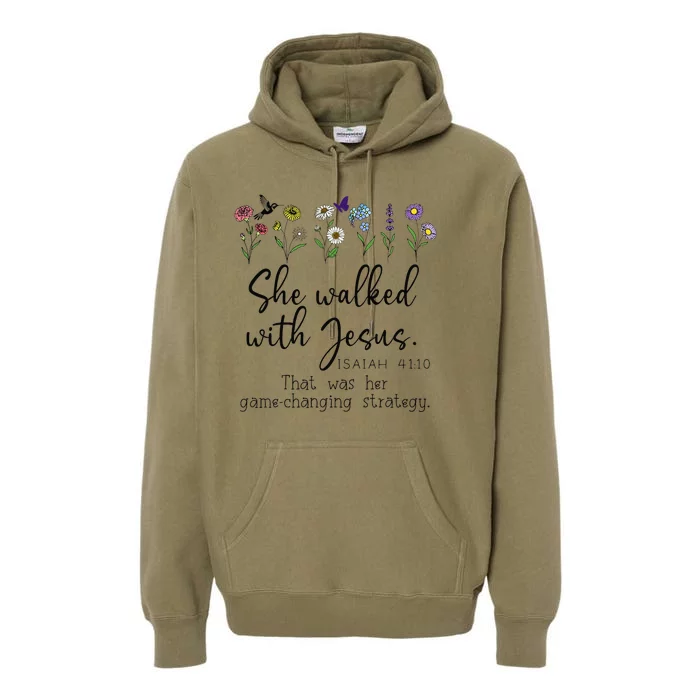 She Walked With Jesus That Was Her Game Changing Strategy Premium Hoodie