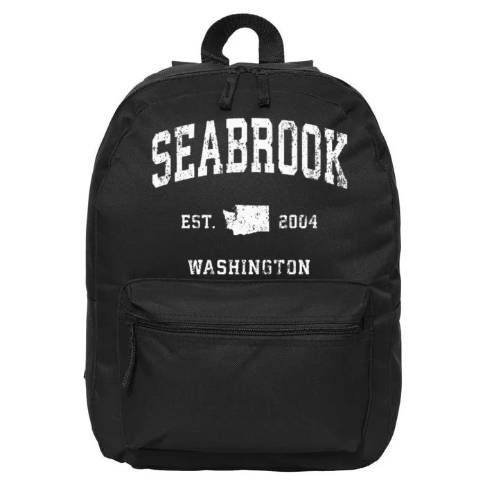 Seabrook Washington WA Vintage Athletic Sports Swea 16 in Basic Backpack