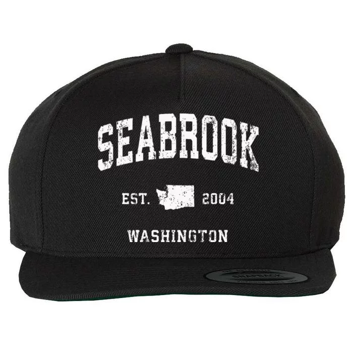 Seabrook Washington WA Vintage Athletic Sports Swea Wool Snapback Cap