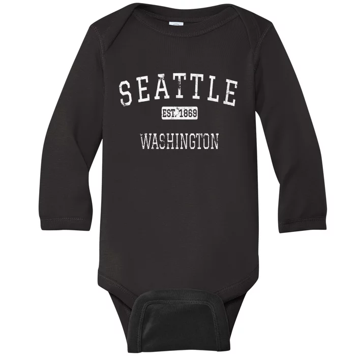 Seattle Washington WA Vintage Baby Long Sleeve Bodysuit