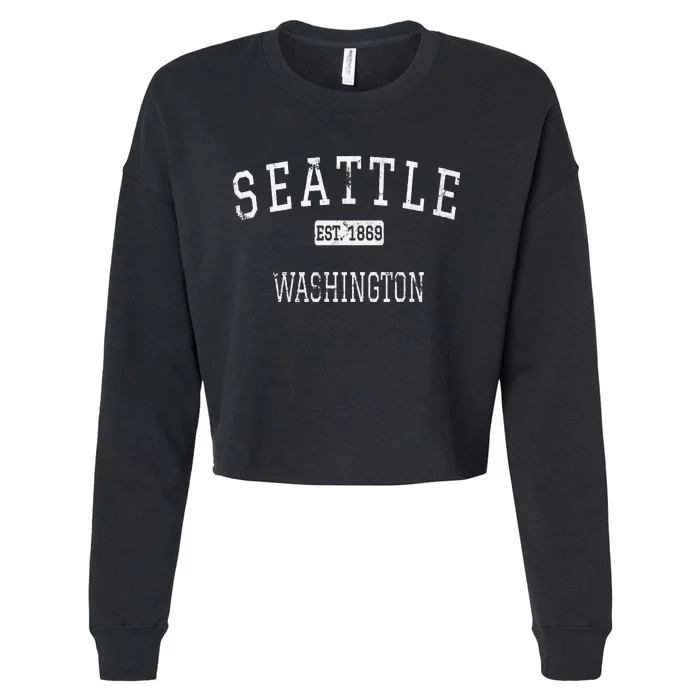 Seattle Washington WA Vintage Cropped Pullover Crew