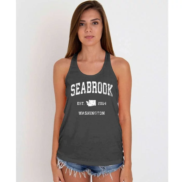 Seabrook Washington WA Vintage Athletic Sports Swea Women's Knotted Racerback Tank