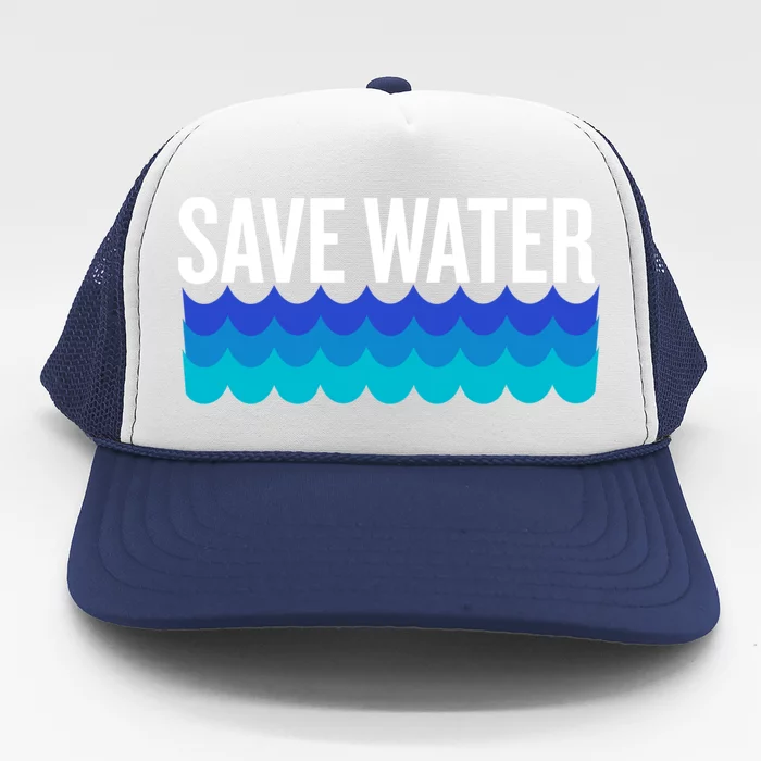 Save Water With Blue Wave Graphic For Climate Change Gift Trucker Hat