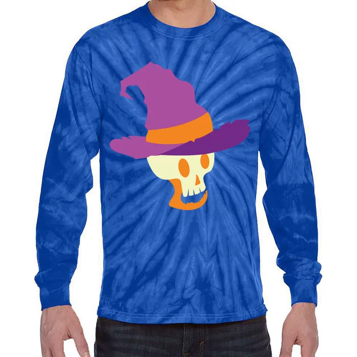 Skeleton With Witches Hat Gift Tie-Dye Long Sleeve Shirt