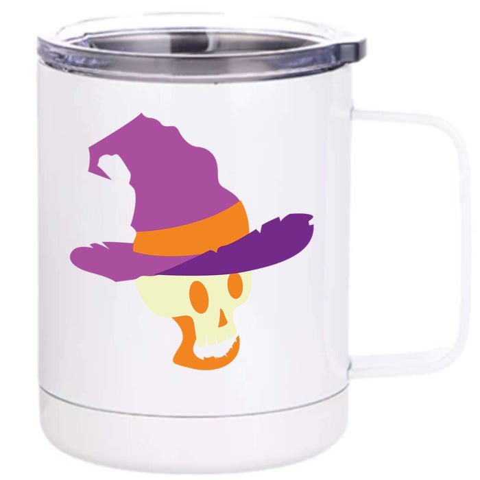 Skeleton With Witches Hat Gift Front & Back 12oz Stainless Steel Tumbler Cup