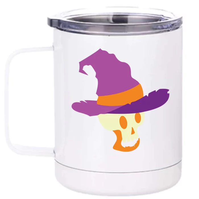 Skeleton With Witches Hat Gift Front & Back 12oz Stainless Steel Tumbler Cup