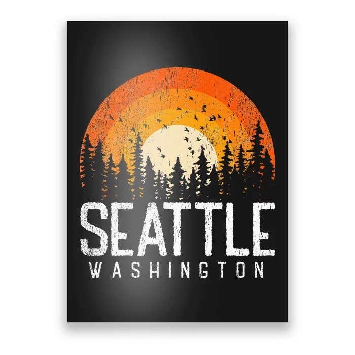 Seattle Washington Wa Retro Vintage 70s 80s 90s Gift Poster