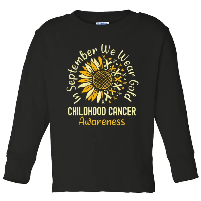 September We Wear Gold Sunflower Childhood Cancer Awareness Gift Toddler Long Sleeve Shirt