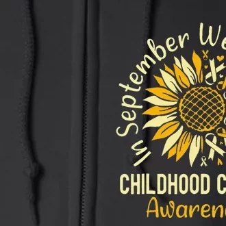 September We Wear Gold Sunflower Childhood Cancer Awareness Gift Full Zip Hoodie