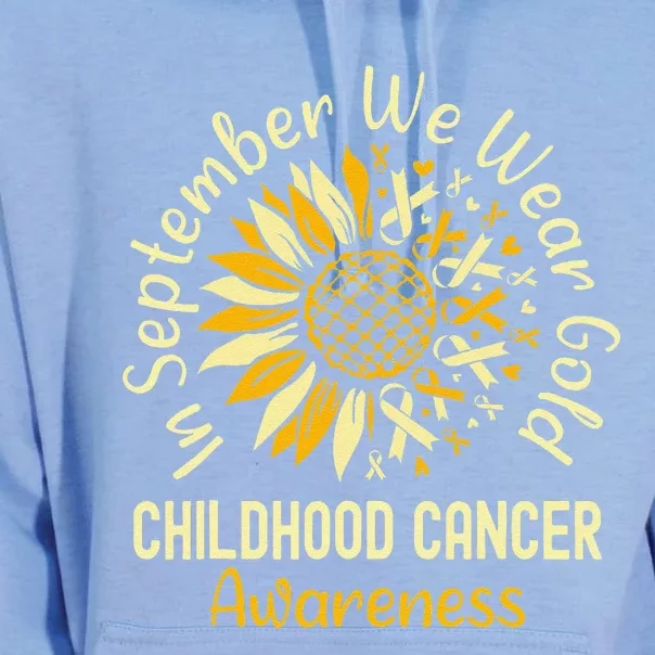 September We Wear Gold Sunflower Childhood Cancer Awareness Gift Unisex Surf Hoodie