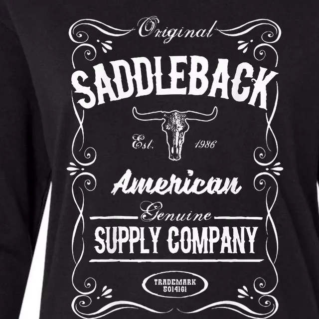 Saddleback Western White Logo Lightweight Graphic Womens Cotton Relaxed Long Sleeve T-Shirt