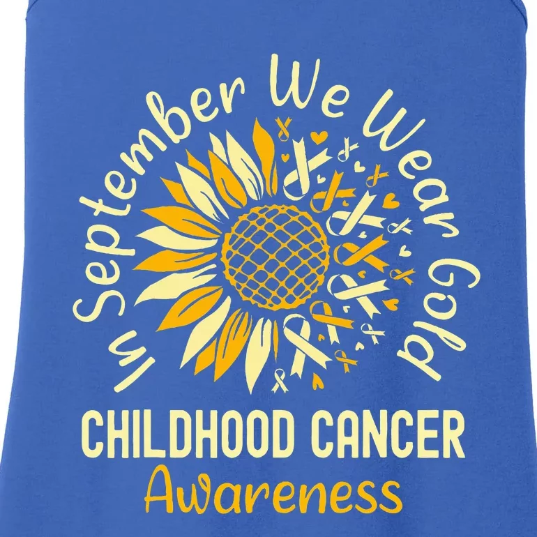 September We Wear Gold Sunflower Childhood Cancer Awareness Ladies Essential Tank