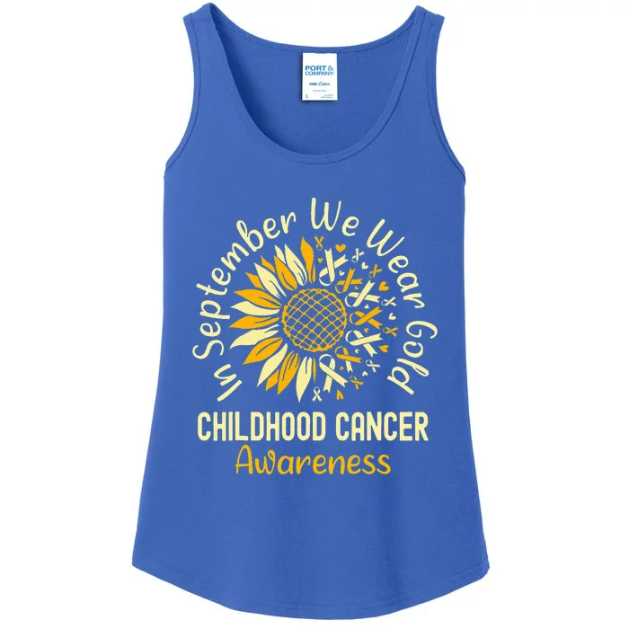 September We Wear Gold Sunflower Childhood Cancer Awareness Ladies Essential Tank