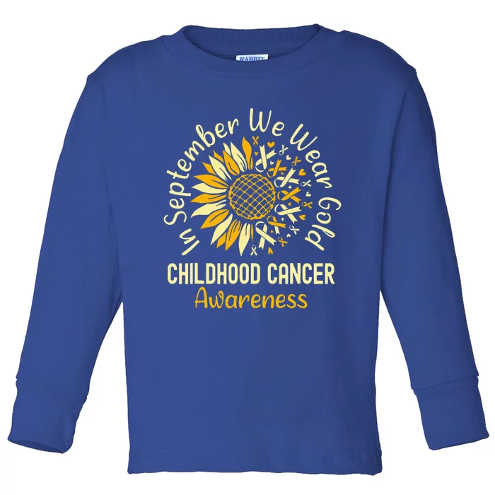 September We Wear Gold Sunflower Childhood Cancer Awareness Toddler Long Sleeve Shirt