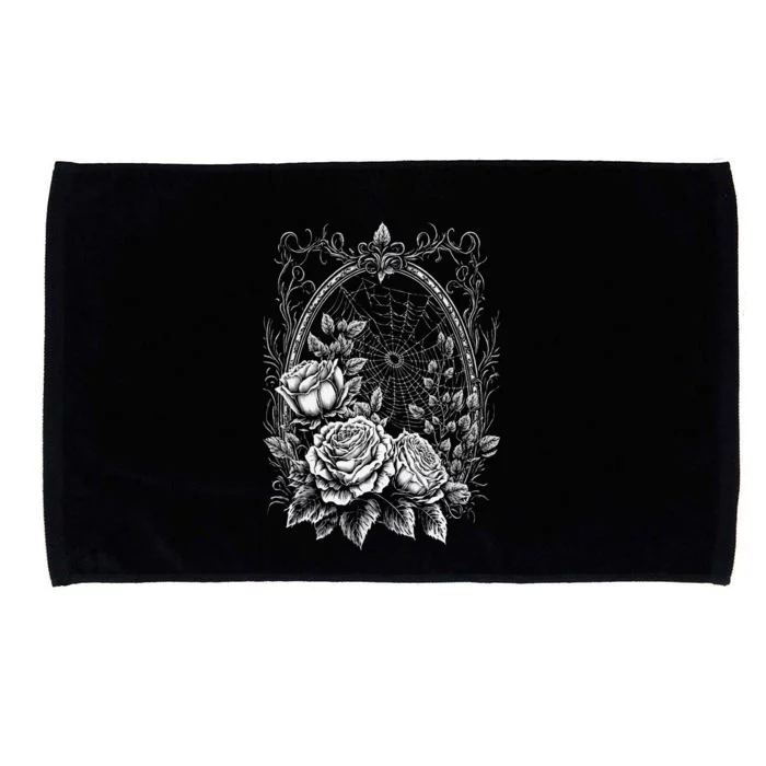 Spider Web With Frame And Roses Halloween Goth Nature Witch Microfiber Hand Towel