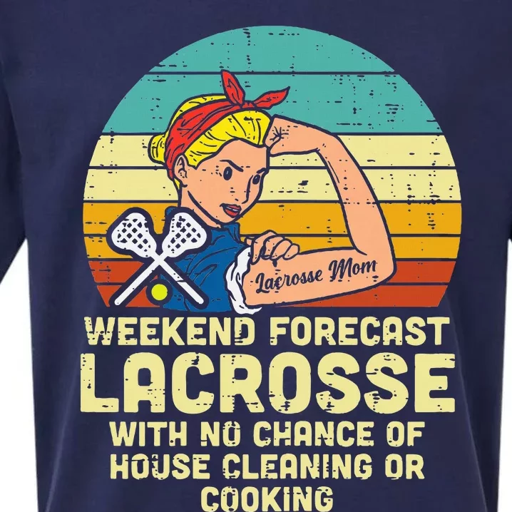 Strong Woman Weekend Forecast Lacrosse Mom Lax Mama Sueded Cloud Jersey T-Shirt