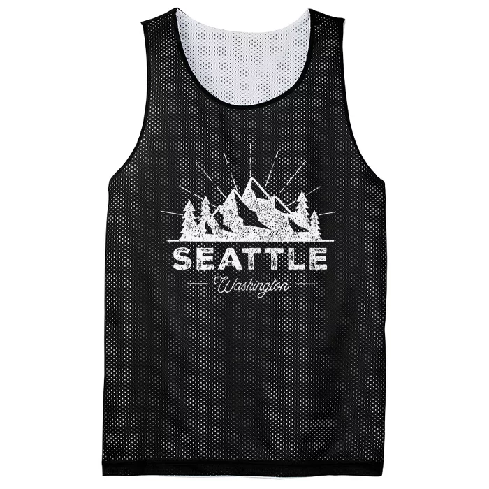 Seattle Washington WA Vintage Hiking Retro Mesh Reversible Basketball Jersey Tank