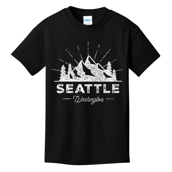 Seattle Washington WA Vintage Hiking Retro Kids T-Shirt