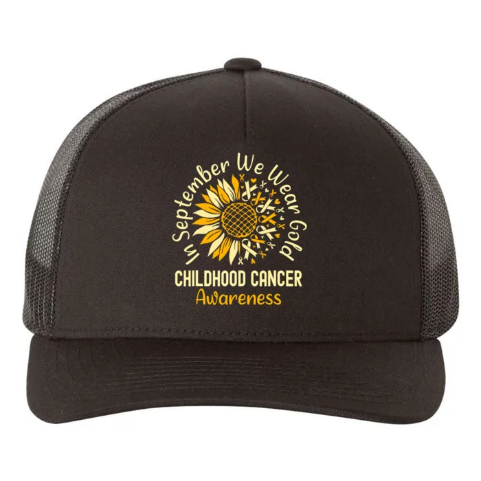 September We Wear Gold Sunflower Childhood Cancer Awareness Yupoong Adult 5-Panel Trucker Hat