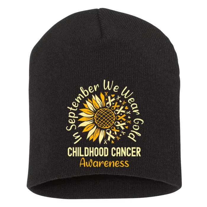 September We Wear Gold Sunflower Childhood Cancer Awareness Short Acrylic Beanie