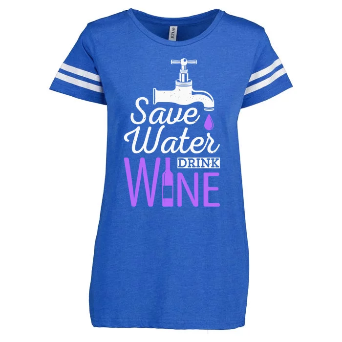 Save Water Wine Fun Party Ing Wine Bottle Gift Enza Ladies Jersey Football T-Shirt