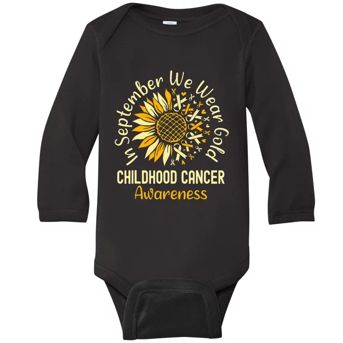 September We Wear Gold Sunflower Childhood Cancer Awareness Baby Long Sleeve Bodysuit