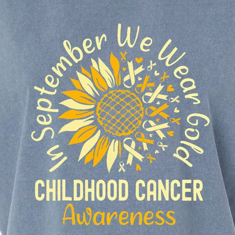 September We Wear Gold Sunflower Childhood Cancer Awareness Garment-Dyed Women's Muscle Tee