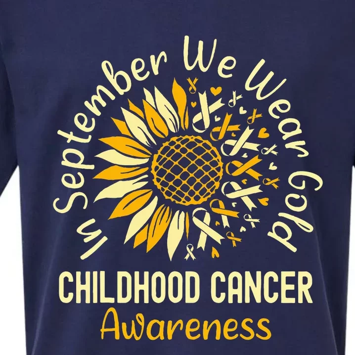 September We Wear Gold Sunflower Childhood Cancer Awareness Sueded Cloud Jersey T-Shirt