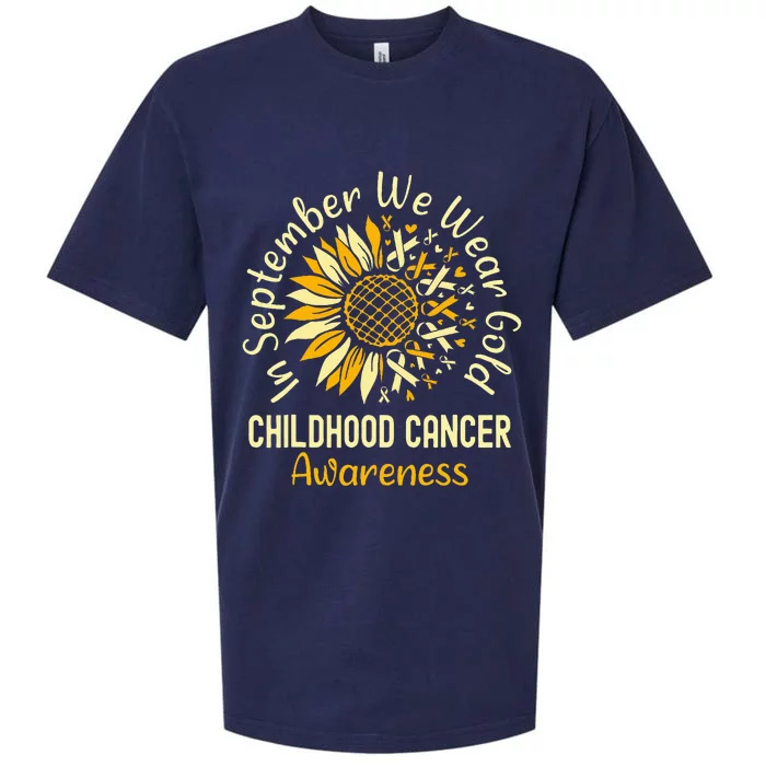 September We Wear Gold Sunflower Childhood Cancer Awareness Sueded Cloud Jersey T-Shirt