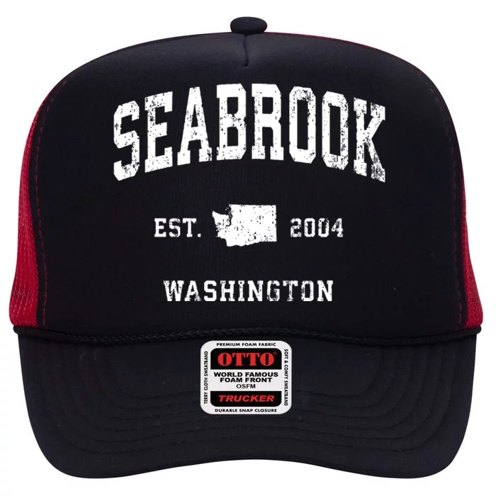 Seabrook Washington Wa Vintage Athletic Sports High Crown Mesh Trucker Hat