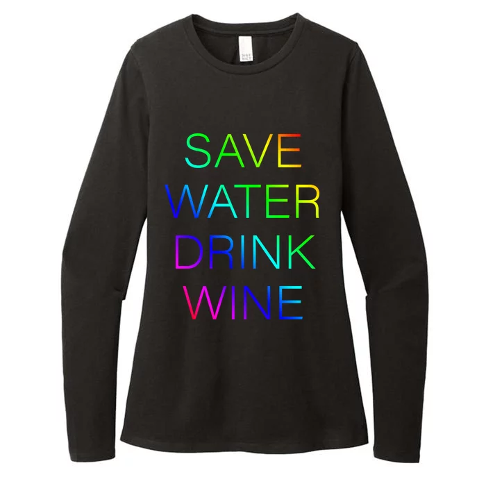 Save Water Wine Typographic Gift Womens CVC Long Sleeve Shirt