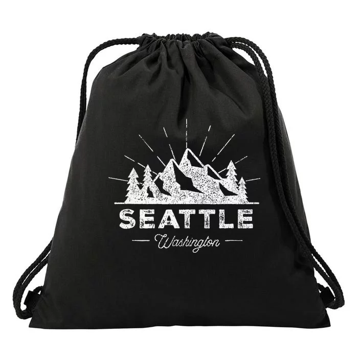 Seattle Washington WA Vintage Hiking Retro Drawstring Bag