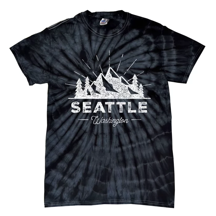 Seattle Washington WA Vintage Hiking Retro Tie-Dye T-Shirt