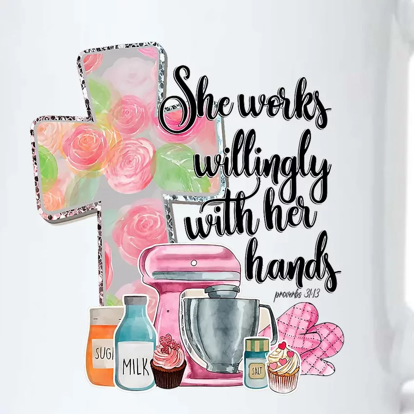 She Works Willingly With Her Hands Proverbs 31 Baker Black Color Changing Mug