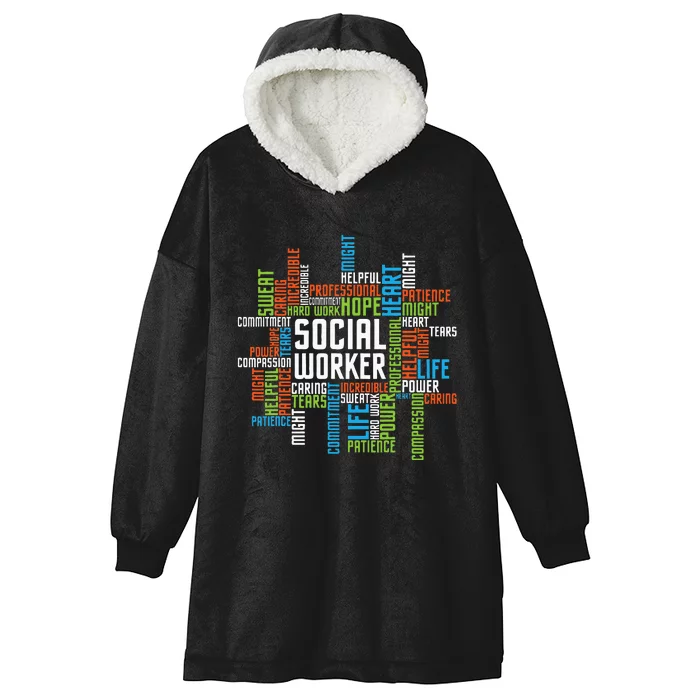 Social Worker Word Cloud Appreciation Social Work Hooded Wearable Blanket