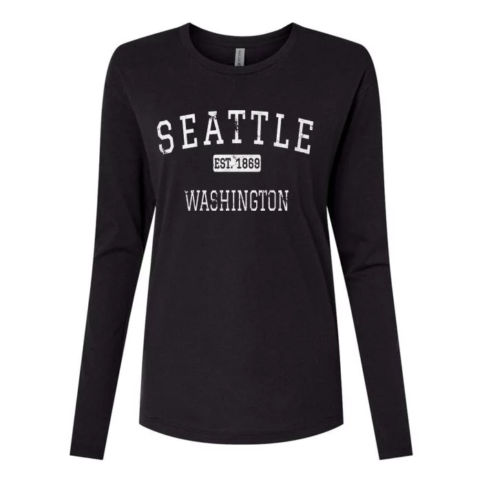 Seattle Washington WA Vintage Womens Cotton Relaxed Long Sleeve T-Shirt