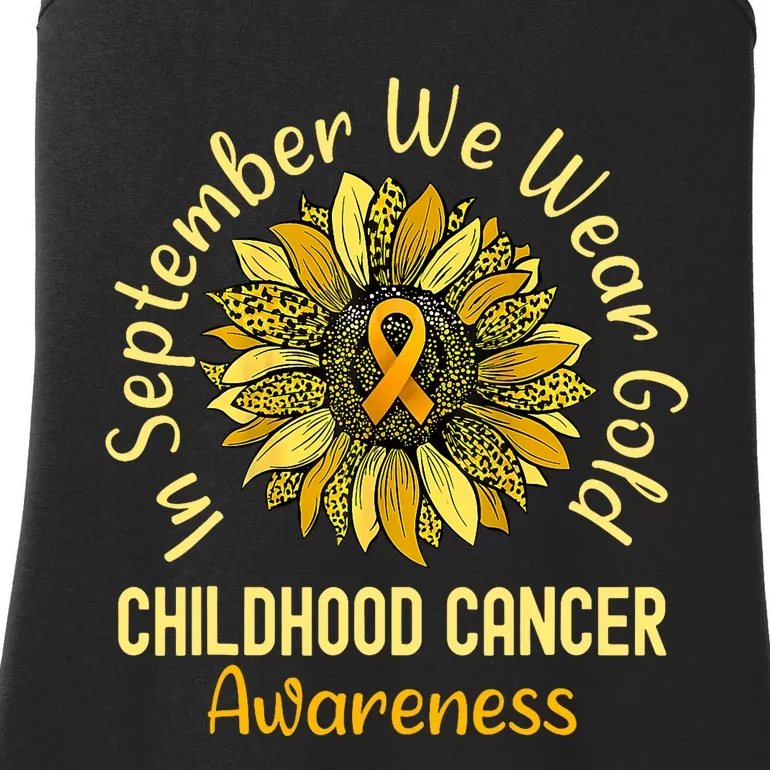 September We Wear Gold Childhood Cancer Awareness Sunflower Ladies Essential Tank