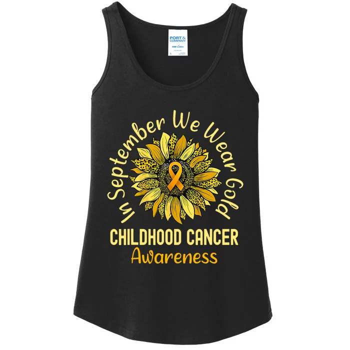 September We Wear Gold Childhood Cancer Awareness Sunflower Ladies Essential Tank