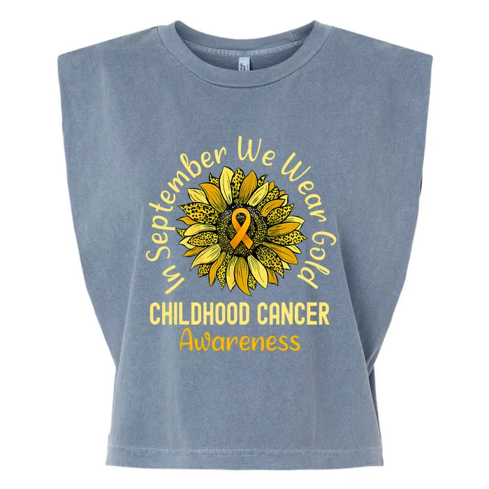 September We Wear Gold Childhood Cancer Awareness Sunflower Garment-Dyed Women's Muscle Tee