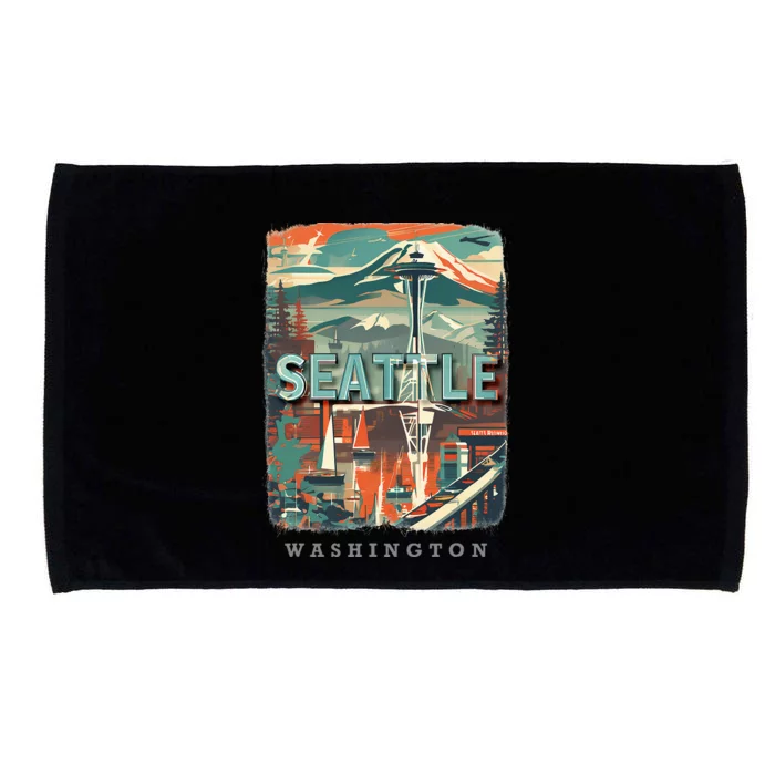 Seattle W.A.S..H.I.N.G.T.O.N Wa Emerald City Skyline Sd270 Microfiber Hand Towel