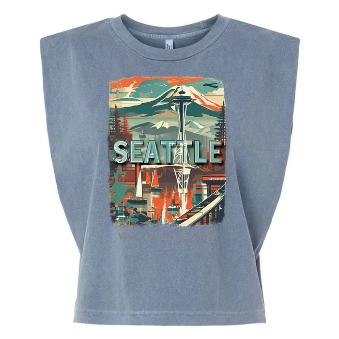 Seattle W.A.S..H.I.N.G.T.O.N Wa Emerald City Skyline Sd270 Garment-Dyed Women's Muscle Tee