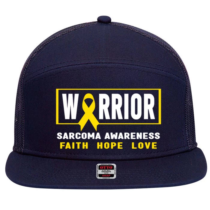 Sarcoma Warrior Yellow Ribbon Sarcoma Cancer Awareness Funny Gift 7 Panel Mesh Trucker Snapback Hat