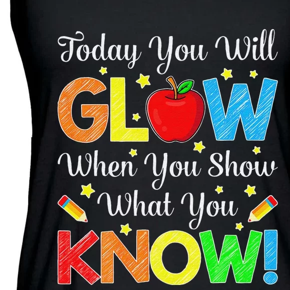 Show What You Know Funny Exam Testing Day Teachers Ladies Essential Flowy Tank