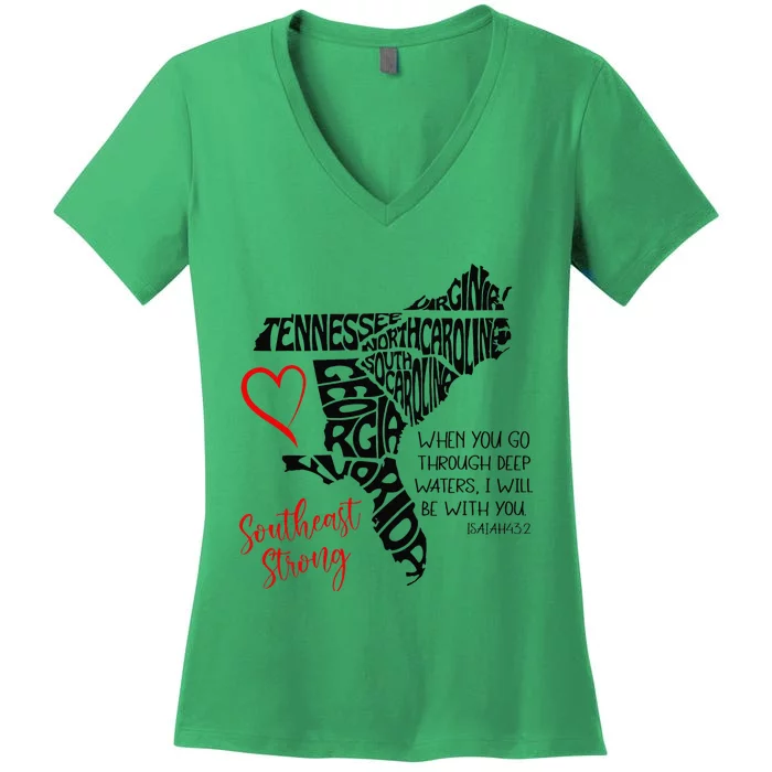 Southeast When You Go Through Deep Waters ILl Be With You Women's V-Neck T-Shirt