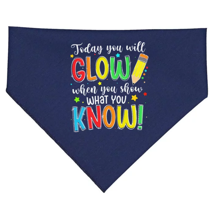 Show What You Know Test Testing Day For Teacher USA-Made Doggie Bandana