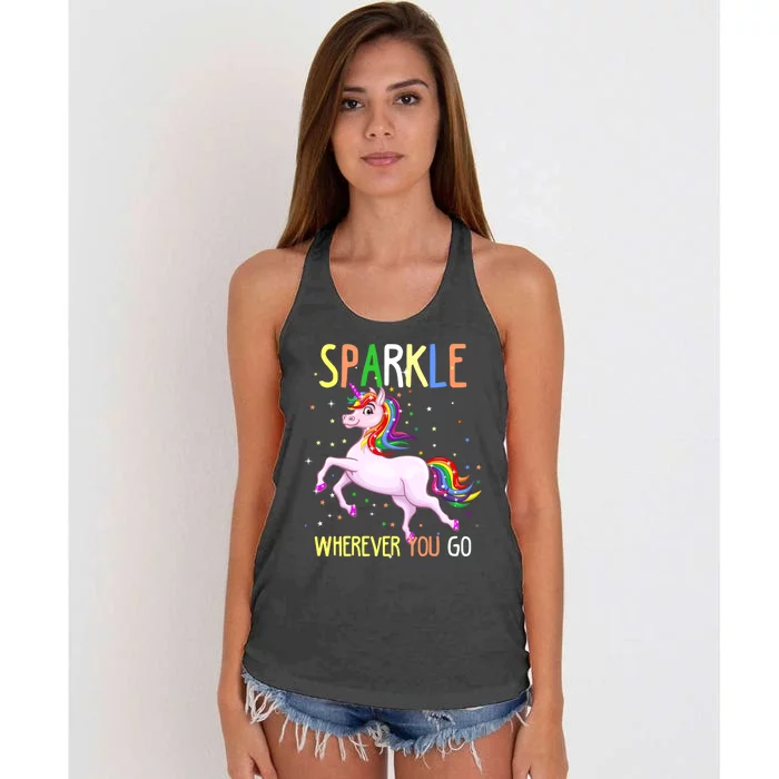 Sparkle Wherever You Go Unicorn Lovers Gift Women's Knotted Racerback Tank