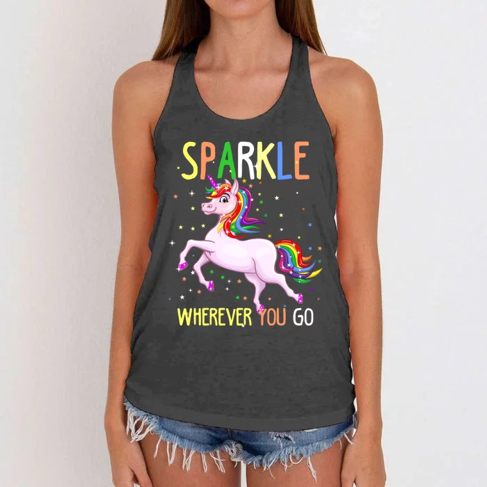 Sparkle Wherever You Go Unicorn Lovers Gift Women's Knotted Racerback Tank