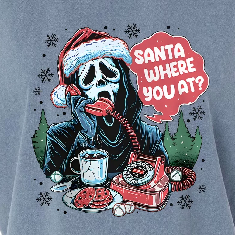 Santa Where You At Horror Characters Merry Christmas Garment-Dyed Women's Muscle Tee